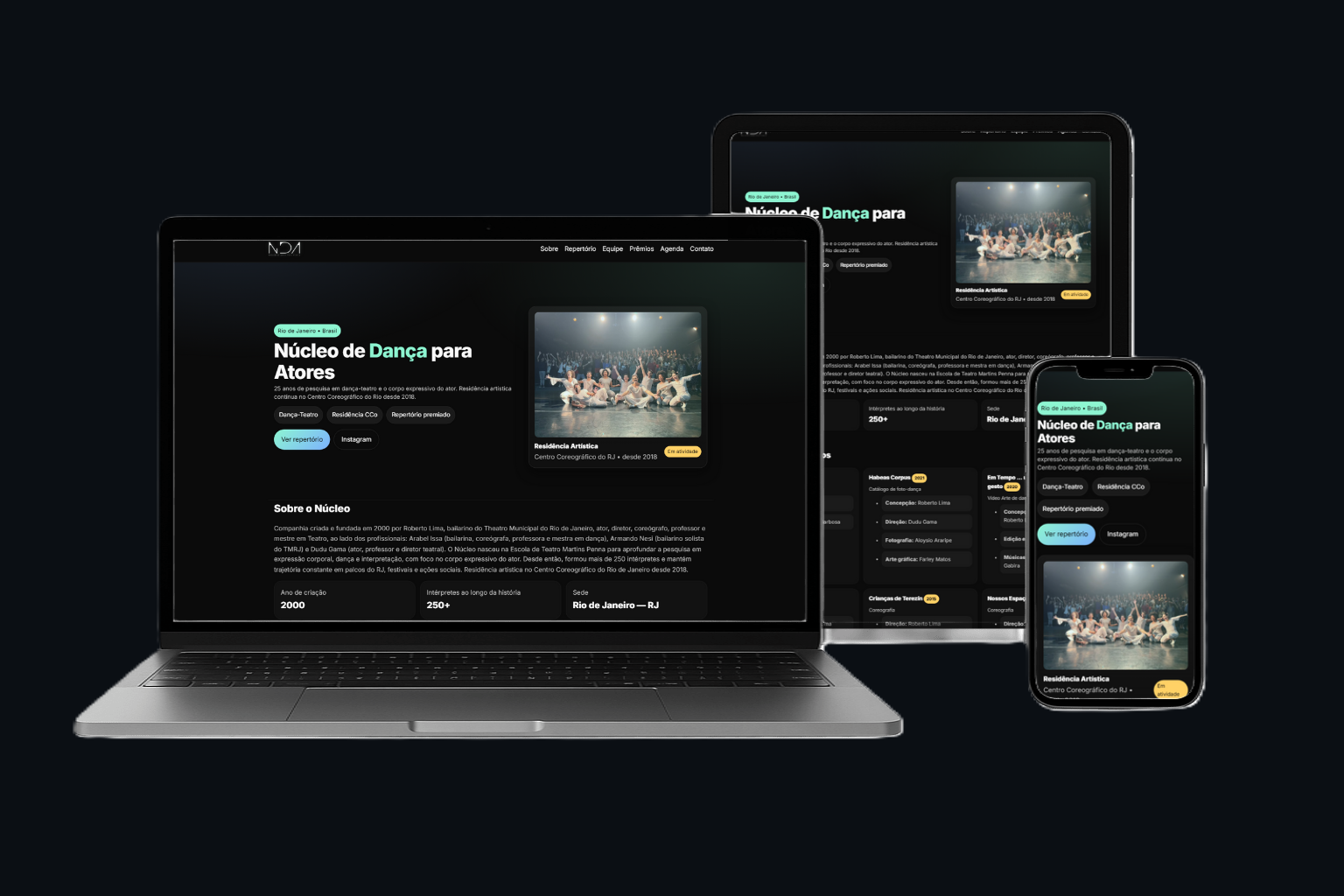 Site responsivo — Núcleo de Dança para Atores